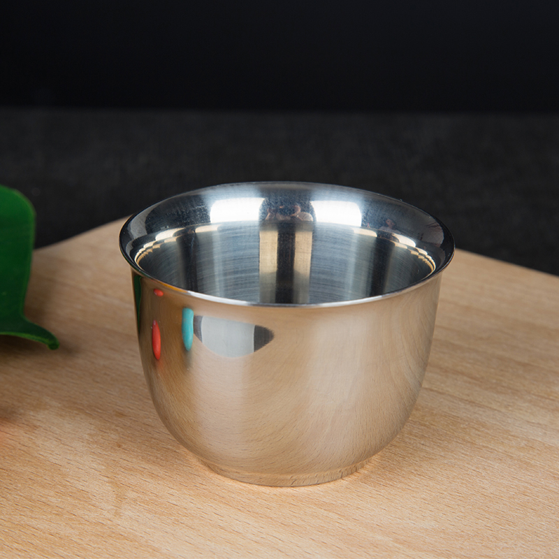 德勒(dele)不锈钢二两白酒杯小圆杯啤酒杯酒盅杯一口杯双层隔热杯子