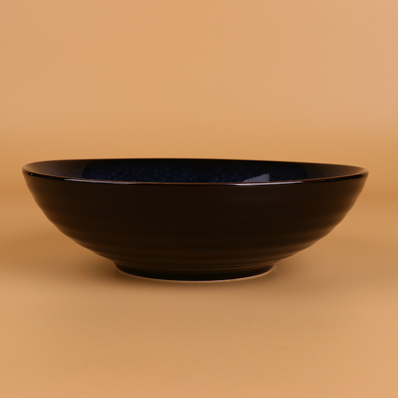 设品良制陶瓷碗盘碟勺窑变釉餐具可微波炉使用灿烂星空单只装 7.75英寸螺纹浅碗