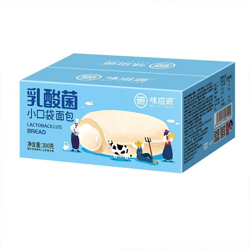 味滋源休闲零食 追剧宅家出游懒人速食点心传统美食小吃 乳酸菌小口袋面包300g/箱