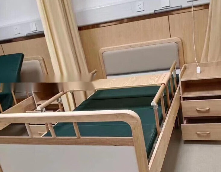 养老院实木护理床手动单摇双摇老人病床多功能木质带护栏专用厂家 单