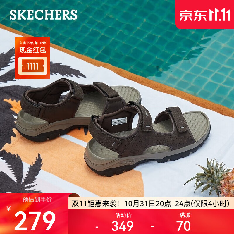 斯凯奇（Skechers）凉鞋男2023冬季运动休闲软底外穿沙滩鞋潮流拖鞋204105 巧克力色/CHOC 43怎么看?