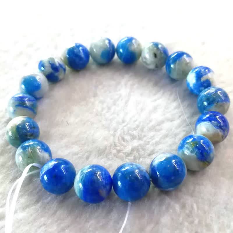 帛灵 k2蓝铜矿手链原石天然白底k2能量石手串长石项链黑云母孔雀凤凰