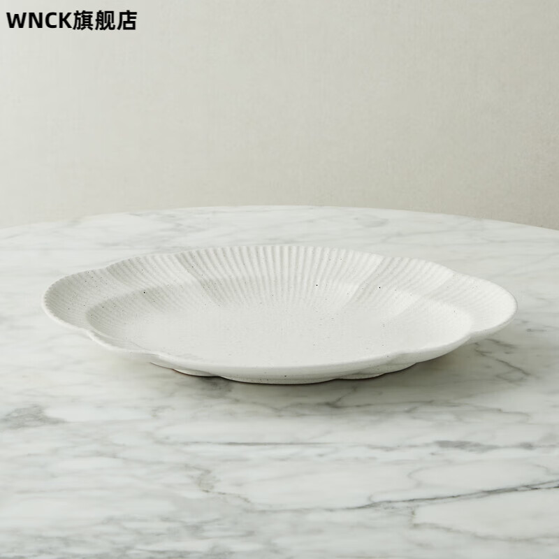WMCK陶瓷菜盘进口CenttiHome 韩国进口odense餐具 陶瓷 复古 花瓣 椭 椭圆盘 吉尔赛白 11.4英吋