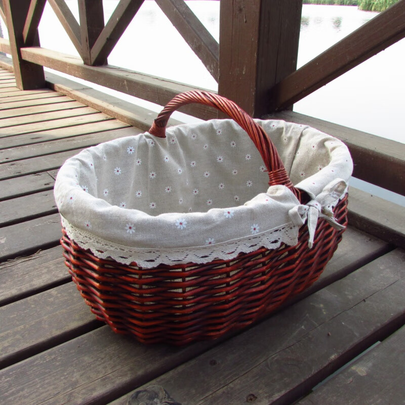 法漫玫手提篮藤编礼品篮包装篮竹编花篮柳编采摘篮水果篮小篮子鸡蛋篮