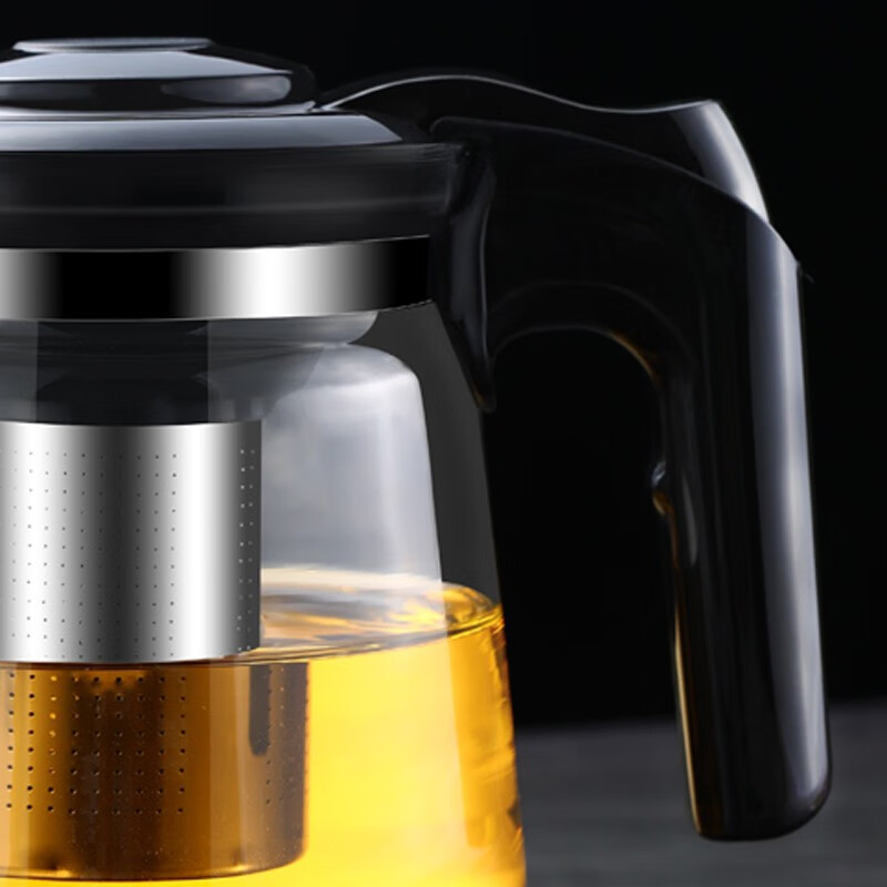 禾艾苏（heisou）玻璃茶壶大容量耐热玻璃花茶壶泡茶器不锈钢过滤冲茶器功夫茶具 1500ml茶壶