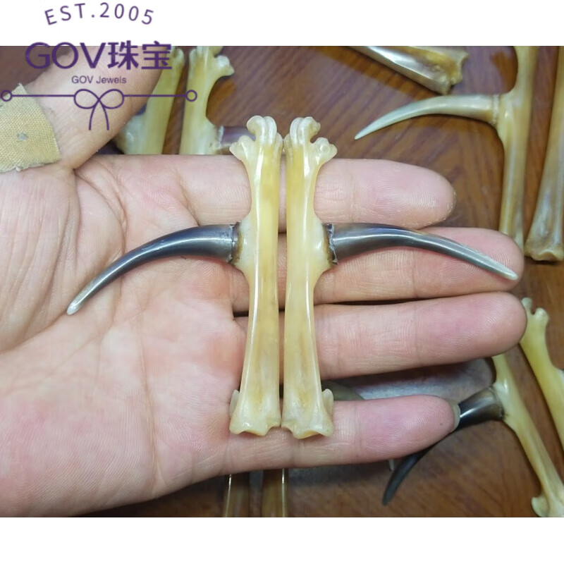 gov文玩鸡蹬子鸡爪骨手把件老公鸡爪骨抓钱手新宠天l然老公鸡爪子 黄