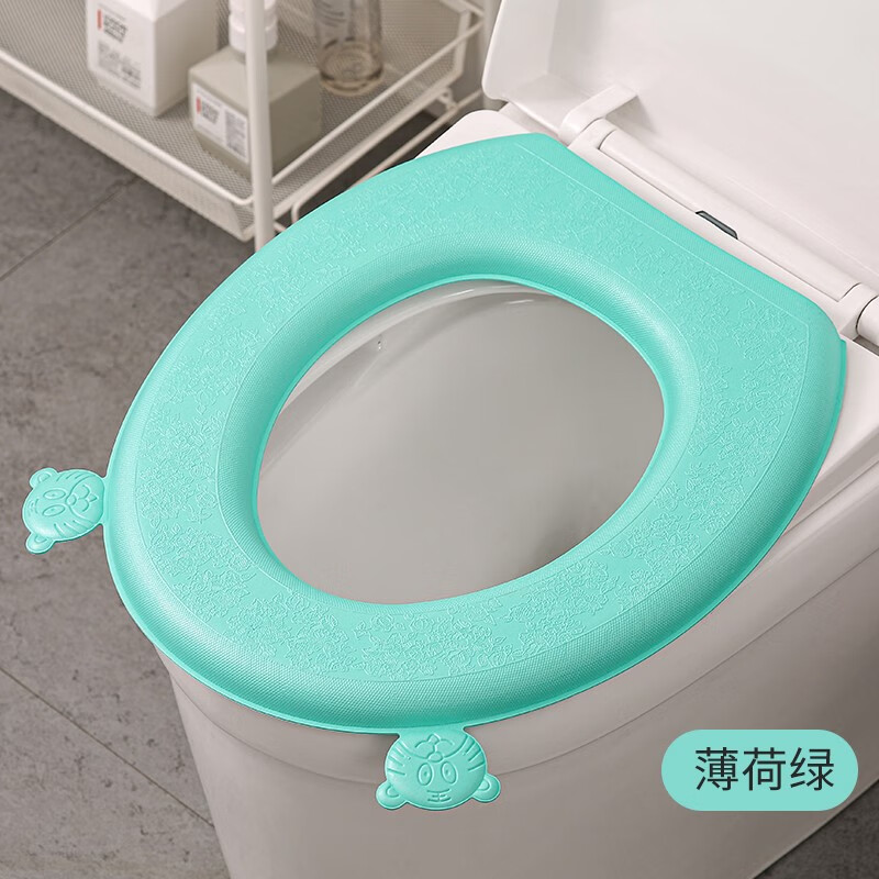 菲特美莱防水马桶坐垫四季通用防水坐便套垫圈柔软eva马桶垫 绿色 38*