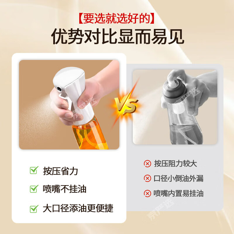 京严喷油壶雾化油壶高压油喷壶空气炸锅家用食品级喷油瓶防漏嘴不挂油 【定量控油壶】白色 喷油壶 200ml