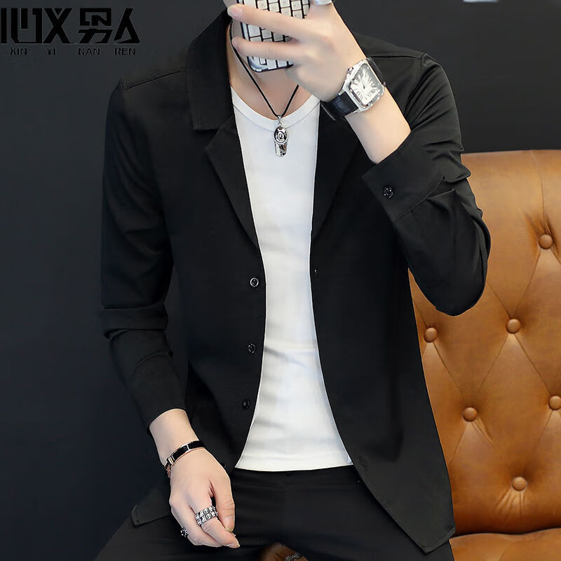 心仪男人春季衬衫男长袖2020新款ins成熟男士外穿男学生上衣男土衬衣