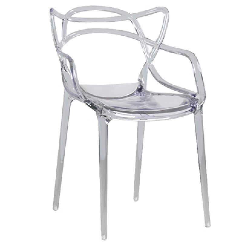 现代时尚透明餐椅带扶手水晶椅酒店会所餐厅简约亚克力椅子 透明色