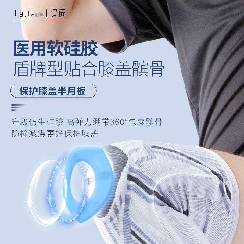 辽远半月板护膝运动护腿跑步韧带关节保护滑膜炎髌骨损伤术后固定绷带 XXL码（体重180-220斤) 【弹簧支撑+硅胶减震】两只装