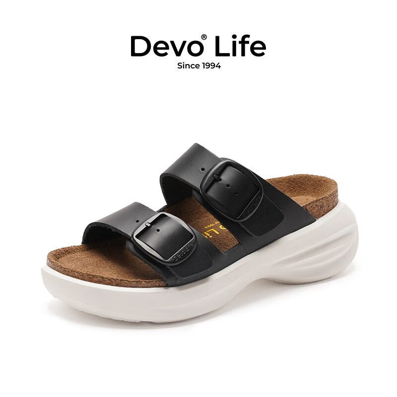 Devo Life������ľ��ЬŮ����Ь���������ɸ�׿۴��װٴ�һ����Ь23005 ��ɫ����ţƤ 34 ��������Сһ�룩