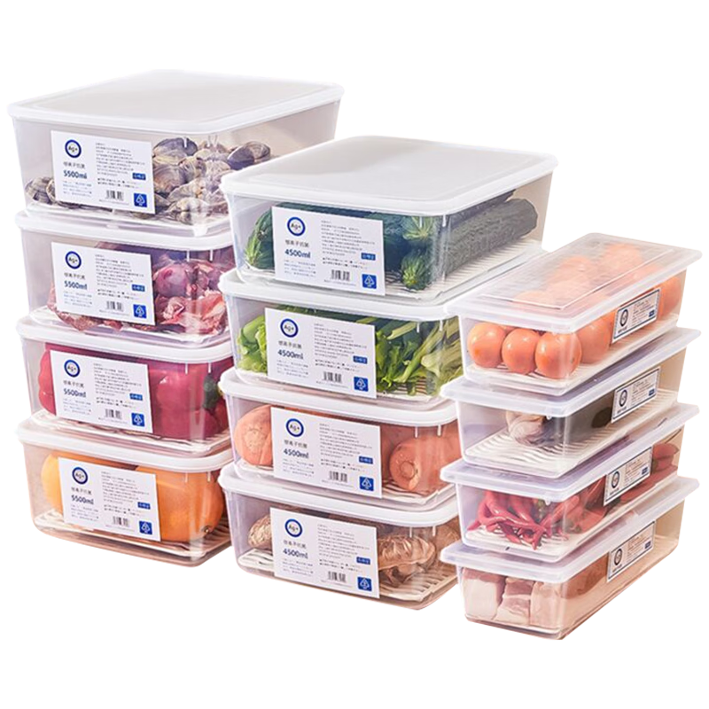 家の物语（KATEI STORY）日本冰箱抗菌保鲜盒冷藏冷冻肉类食品级专用双开门厨房冰箱收纳盒 抗菌款【12件套双开门冰箱推荐】