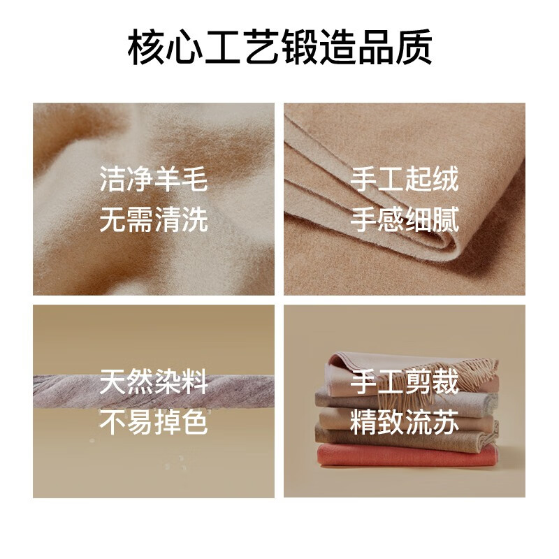 牧尔西 (MOERCIAN)【礼盒装】男士纯羊毛围巾冬季格子女加厚商务休闲保暖围脖生日礼 藏蓝格