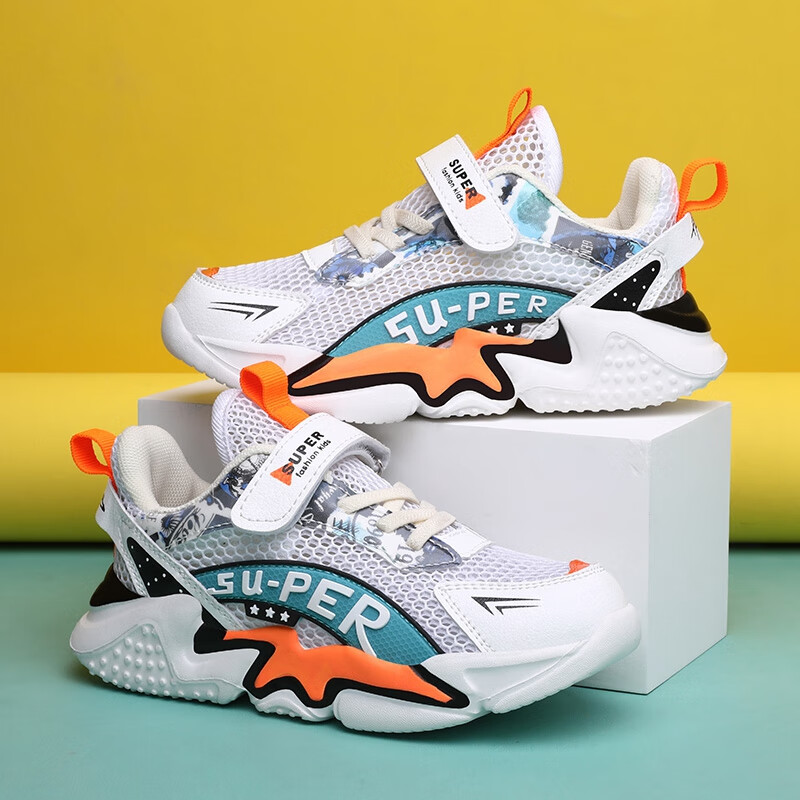 linbuxan男童鞋夏季2024新款网面透气儿童运动鞋中大童夏天薄款男孩单