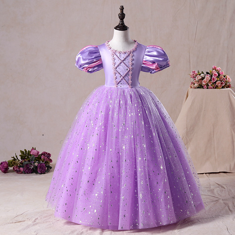 迪士尼苏菲亚公主裙乐佩公主长发公主裙白雪公主裙子女童圣诞节儿童服装 紫色 130cm