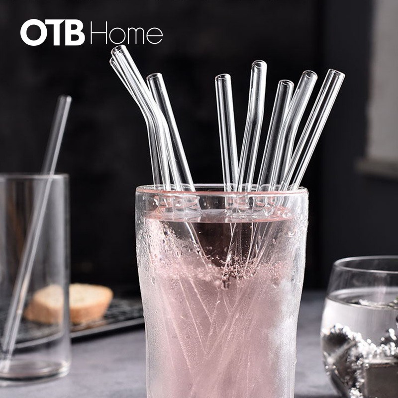 OTB 玻璃吸管套装配件水杯耐热成人孕妇非一次性透明弯头饮料 弯管