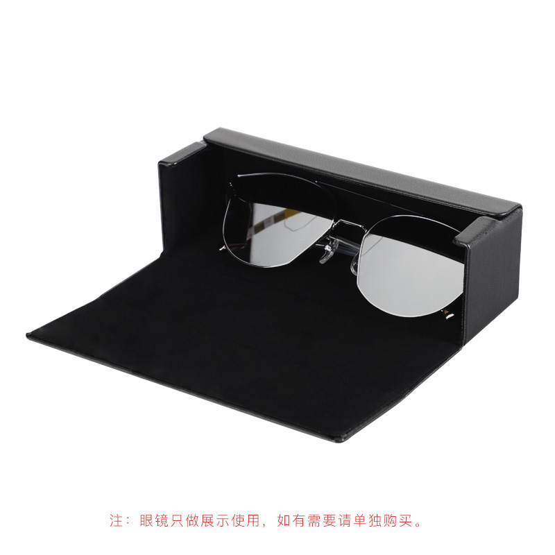 日本睛姿（JINS）男女通用眼镜收纳盒蛤蟆镜大框眼镜盒子+眼镜布 黑色