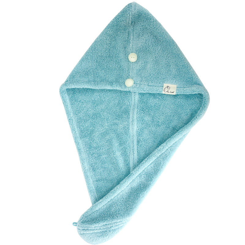 淺野(air kaol)日本進(jìn)口干發(fā)帽女男干發(fā)巾蓬松柔軟不易掉毛吸水干發(fā)帶雙層加厚 加厚帶扣 海藍(lán)色 禮盒裝