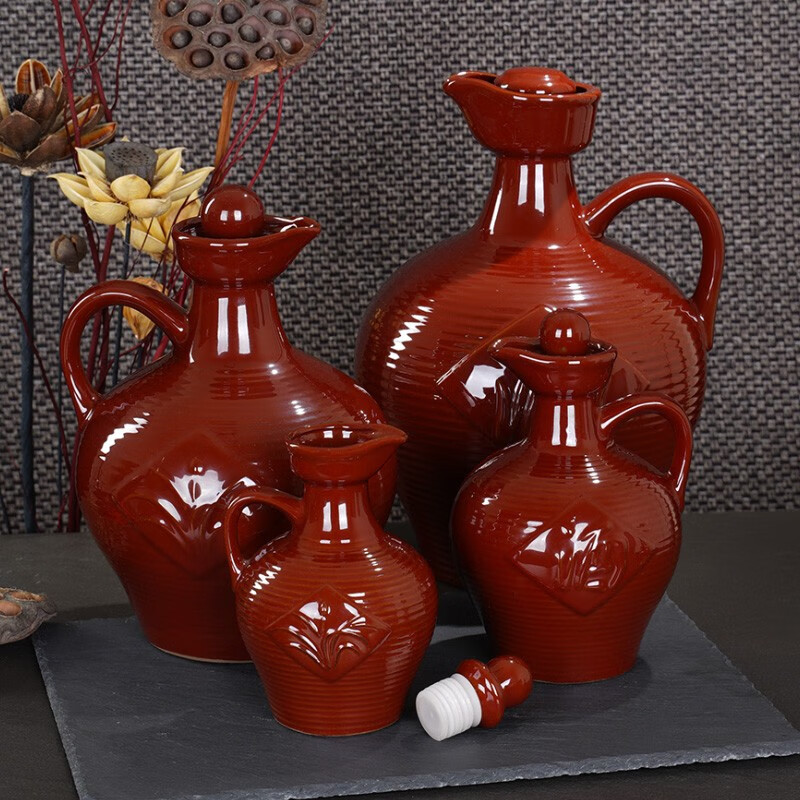 泸川家用酒壶红色瓶罐子陶瓷四川土陶传统老式 2斤装