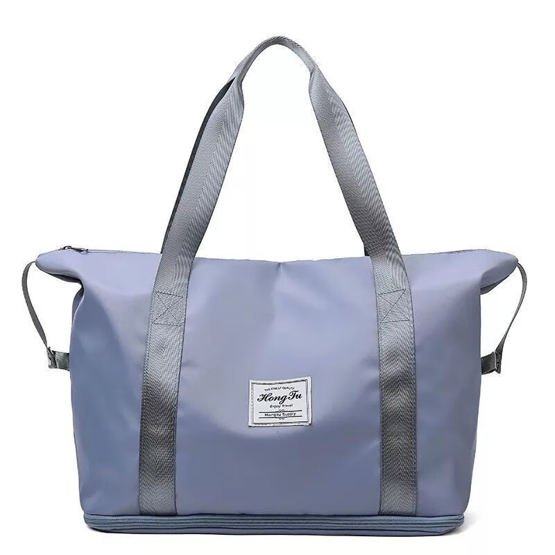 旅行包女大容量短途行李袋旅游袋子手提外出时尚便携防水健身包 蓝色（可扩展可套拉杆）