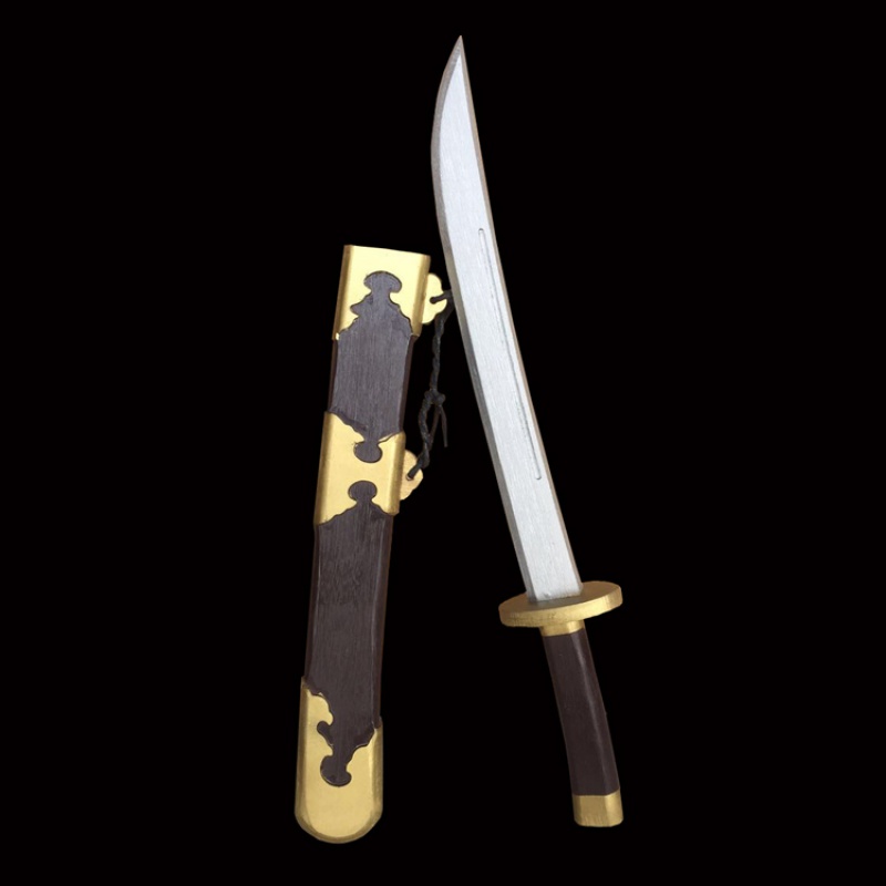 蒙古弯刀小影视舞台道具木质带鞘短刀儿童弯刀随身定制 春秋刀