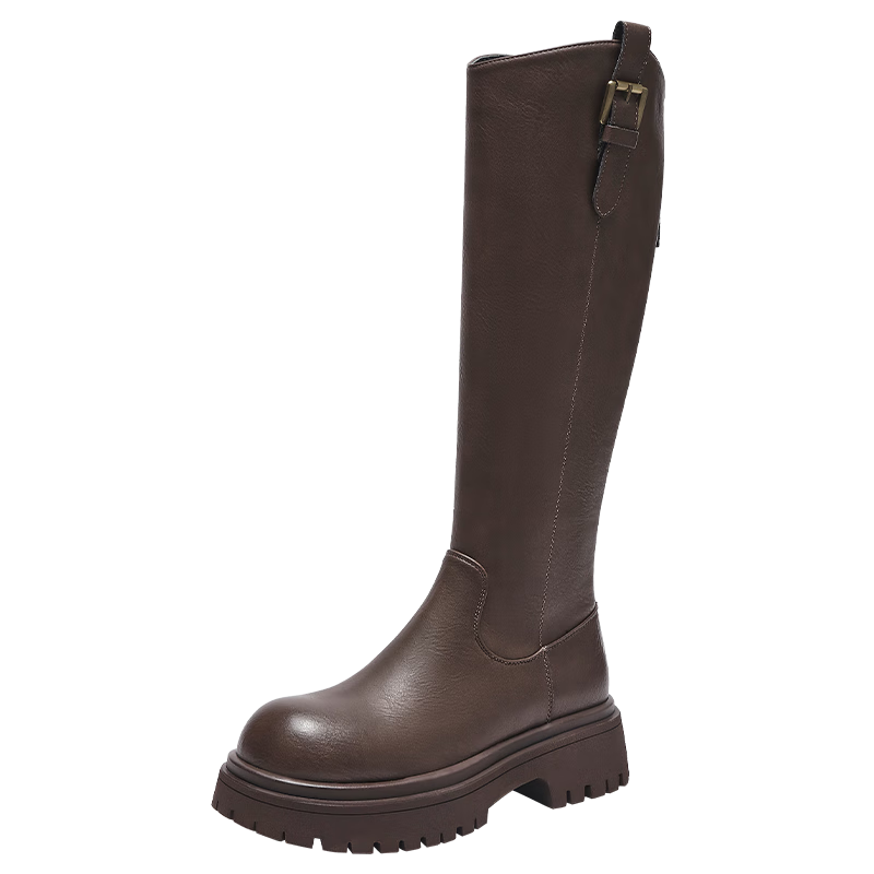 熱風(fēng)（hotwind)長筒靴女冬季女士厚底增高復(fù)古休閑顯瘦高筒騎士靴子