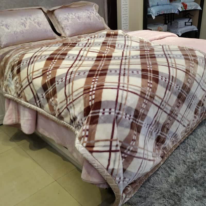 鹤山美雅拉舍尔毛毯秋毯2.4kg150x200 格子杏 150x200