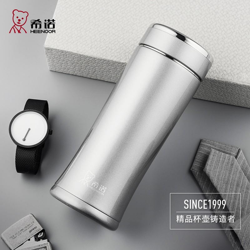 希诺(heenoor)保温杯男女士高档商务办公泡茶杯带茶漏大容量潮流时尚