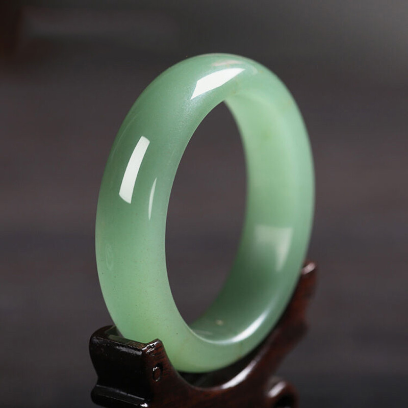 爵玉堂 东陵玉手镯女款 翠绿色玉石手镯送妈妈女友带证书 内径53-54mm