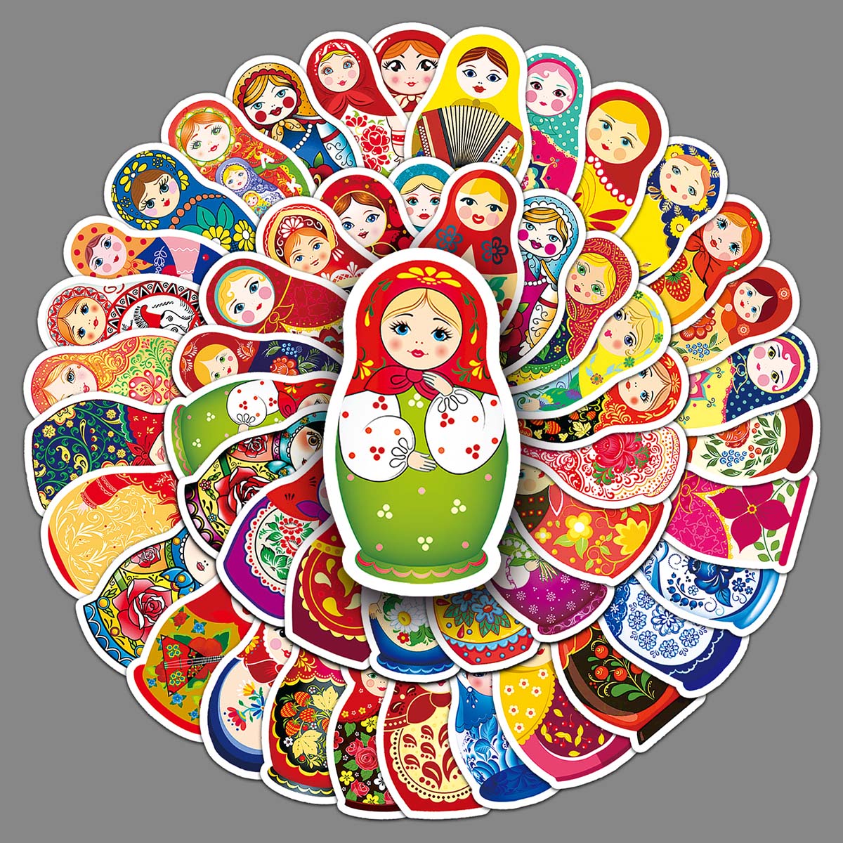 50张俄罗斯套娃贴纸 俄罗斯风情旅游图案 滑板自行车手帐咕卡平板手机