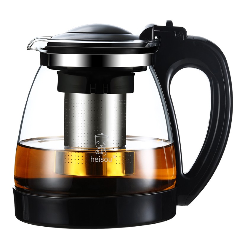 禾艾苏(heisou)玻璃茶壶大容量耐热玻璃花茶壶泡茶器不锈钢过滤冲茶器功夫茶具 2000ml茶壶