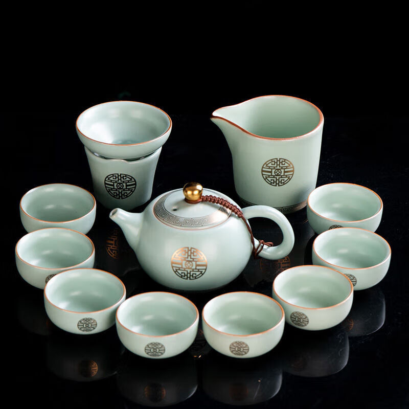 Sonwibumn汝窑开片功夫茶具套装简约家用办公室茶壶茶杯轻奢整套陶瓷礼盒 汝窑吉祥如意壶12入礼盒套装怎么样,好用不?