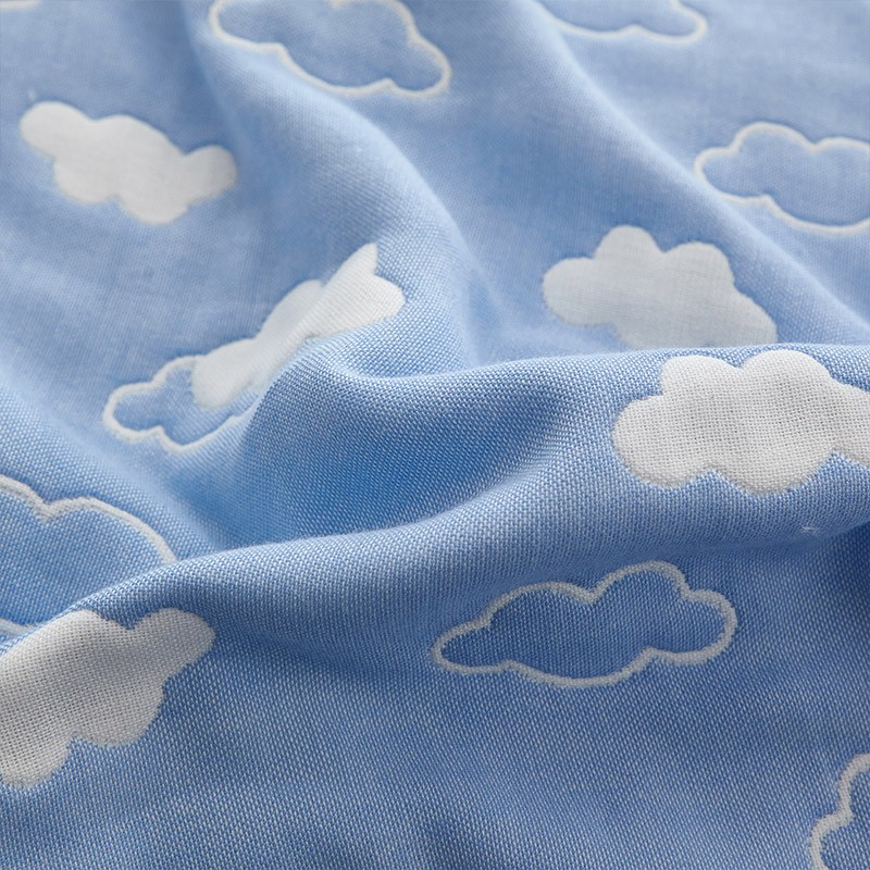 恒源祥六层纱布毛巾被纯棉夏凉空调被薄被全棉儿童学生午睡夏季毯子 云间蓝【六层】 200×240cm