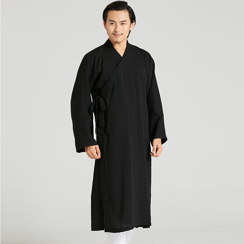 武当山道士服装男道家衣服中国风正一道服居士服长褂春季季上衣 黑色