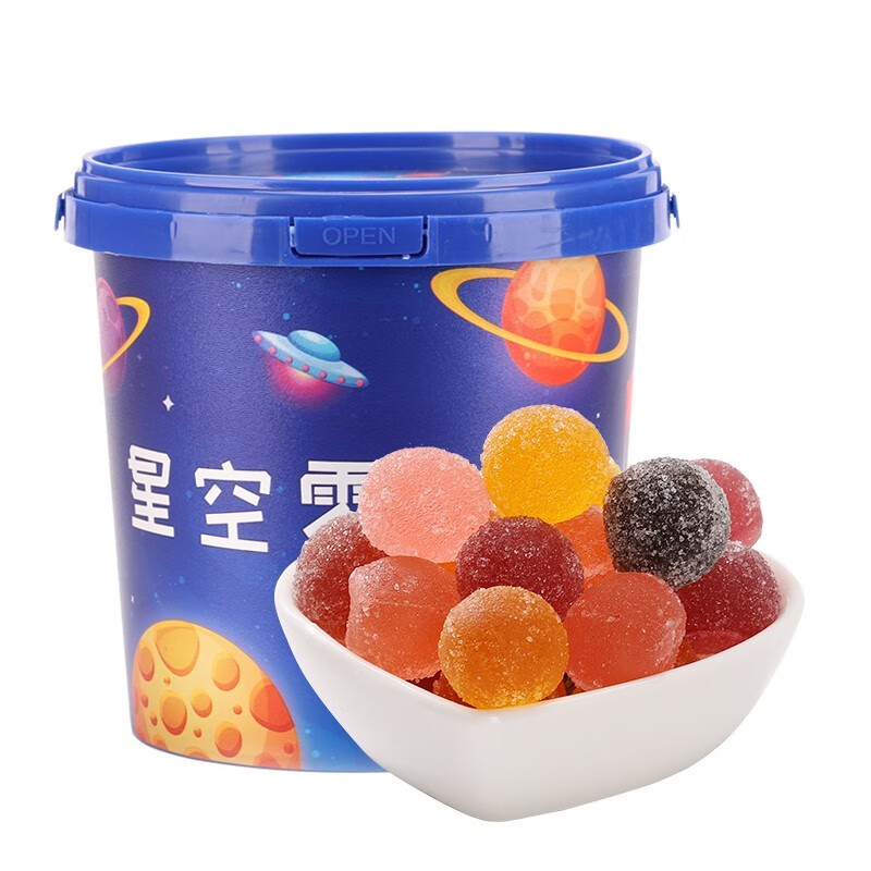 海岛大亨 弹牙菓子软糖休闲零食水果味糖果多种口味 弹牙菓子星空桶250g*1桶