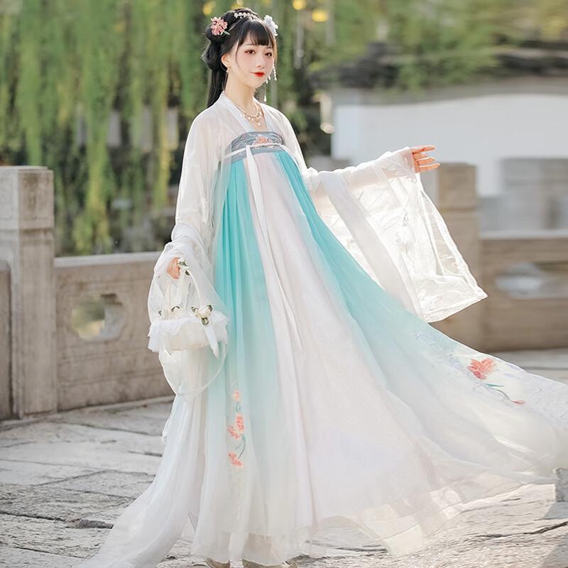 卡辑 汉服女仙气古装齐腰原创齐胸襦裙成人古风 女生学生春季 春晓  3