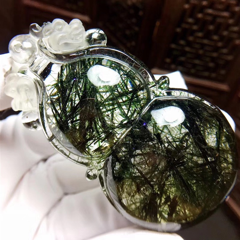 君政收藏款金光灿灿聚宝盆大块生态形成全包裹 铜矿结晶吊坠简单大气