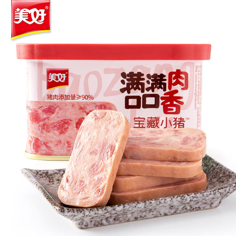 美好 宝藏小猪午餐肉猪肉罐头198g 猪肉火锅配菜 煎烤烫煮食材午餐肉属于什么档次？