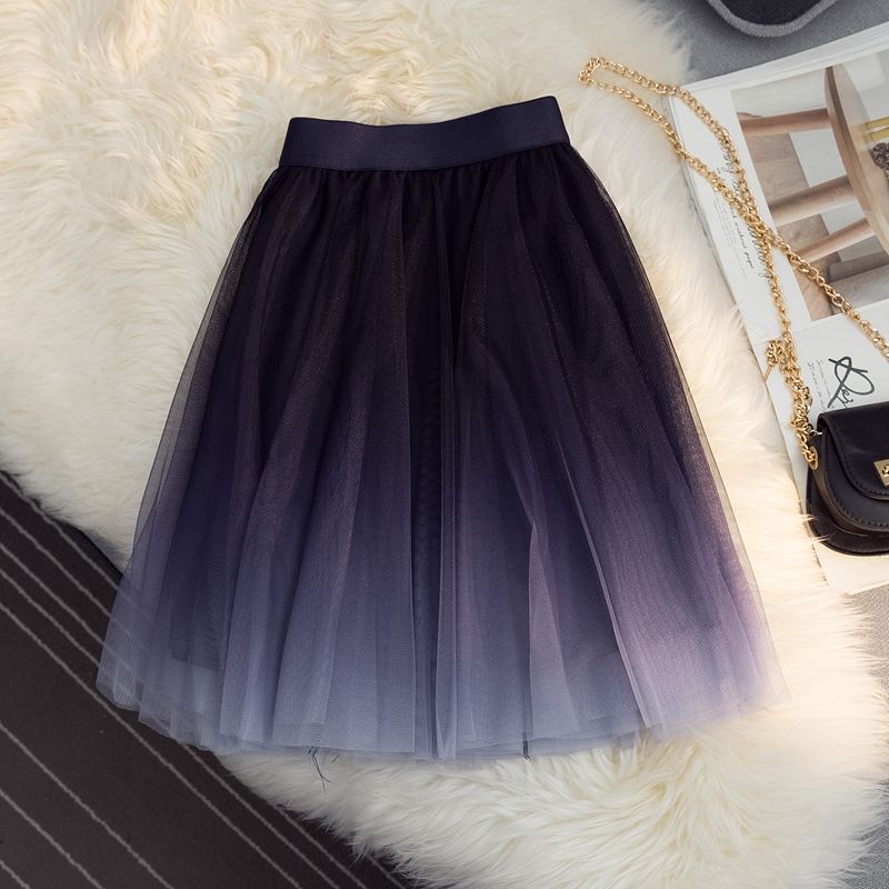 夏天穿的薄款网纱纱裙网沙雪纺女士半身裙子纱网色网纱短裙女2022夏季