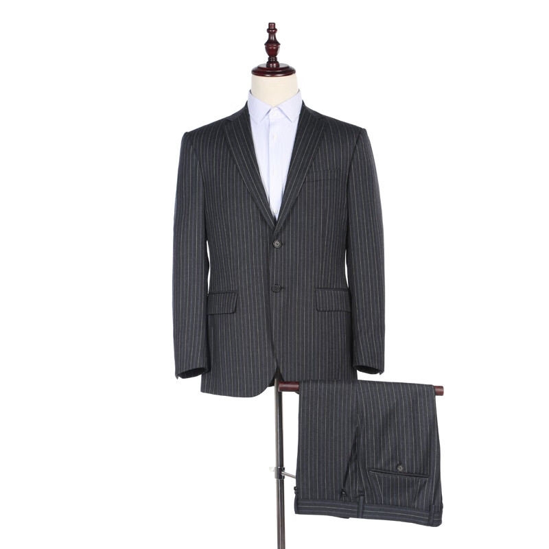 西装套装男秋冬新款商务羊毛条纹男装西服mzt20261718-98 深灰色 98