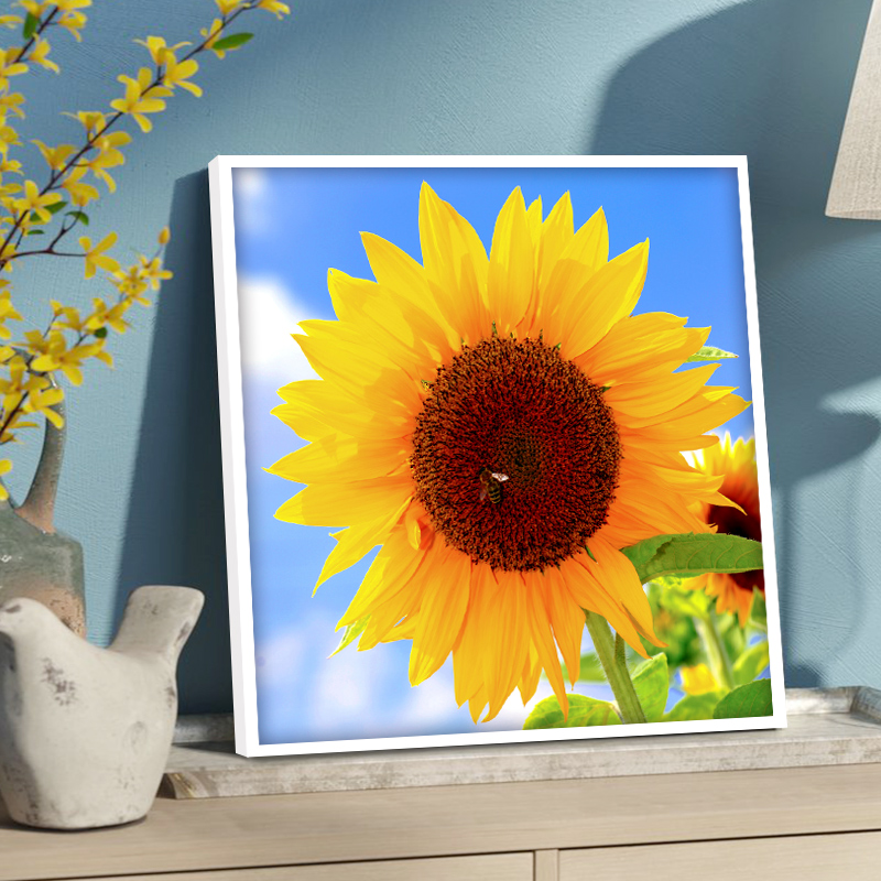 格绿美北欧向日葵装饰画现代简约客厅餐厅挂画玄关画走廊过道壁画太阳花 N891 装好框80*80厘米单幅价