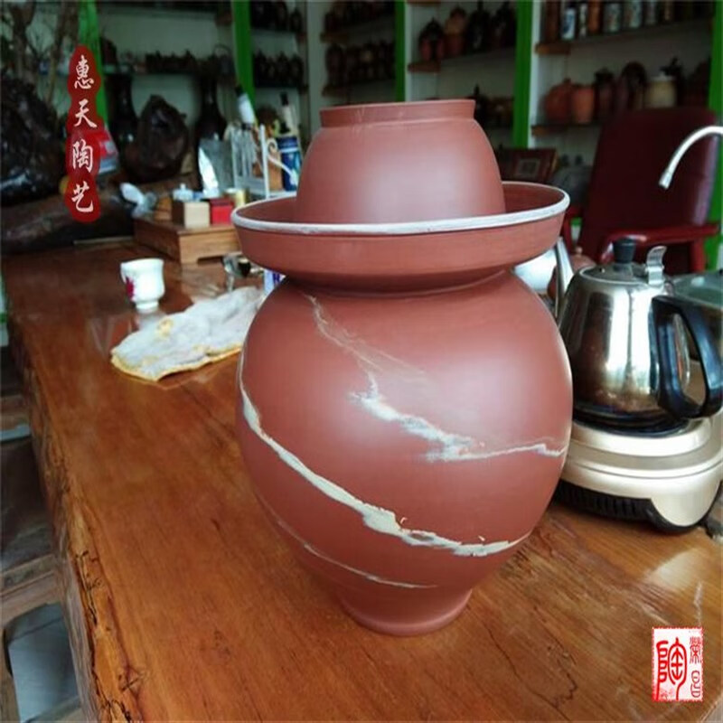 咸菜罐四川泡菜坛纯手工荣昌陶紫精泥原矿绞泥素烧无釉厨房咸菜密封罐