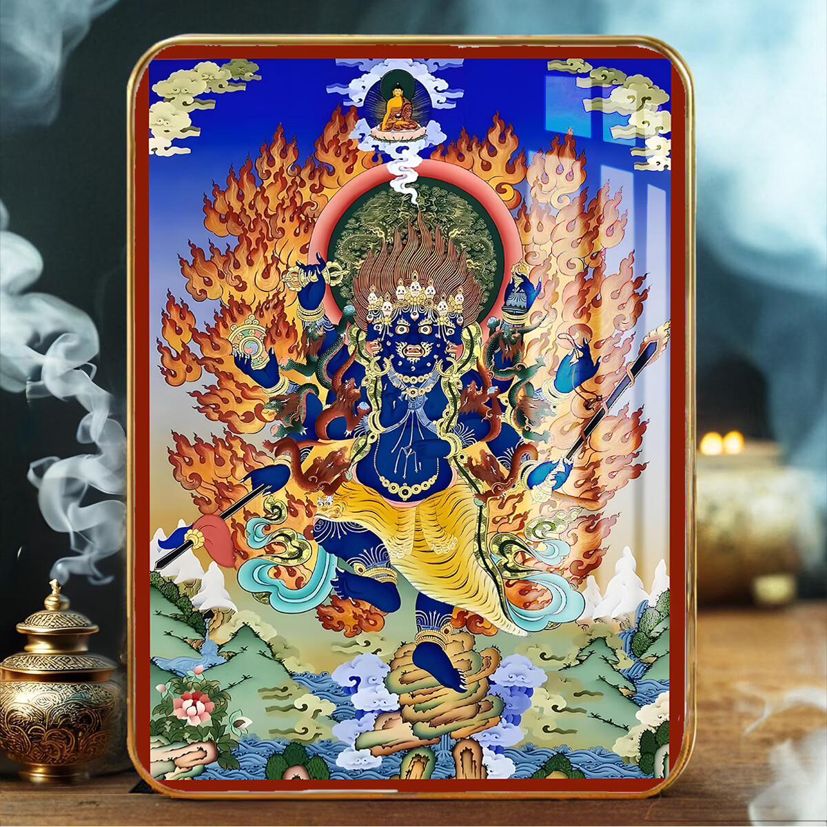 结缘南无秽迹金刚菩萨摆台相框桌面摆件佛像除秽金刚佛堂家用挂画 5寸