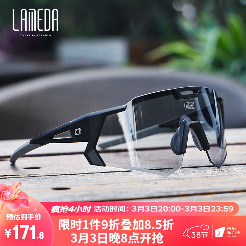 兰帕达变色骑行眼镜男女自行车风镜防风公路山地车单车护目镜 磨砂黑-智能变色-日夜可用 均码