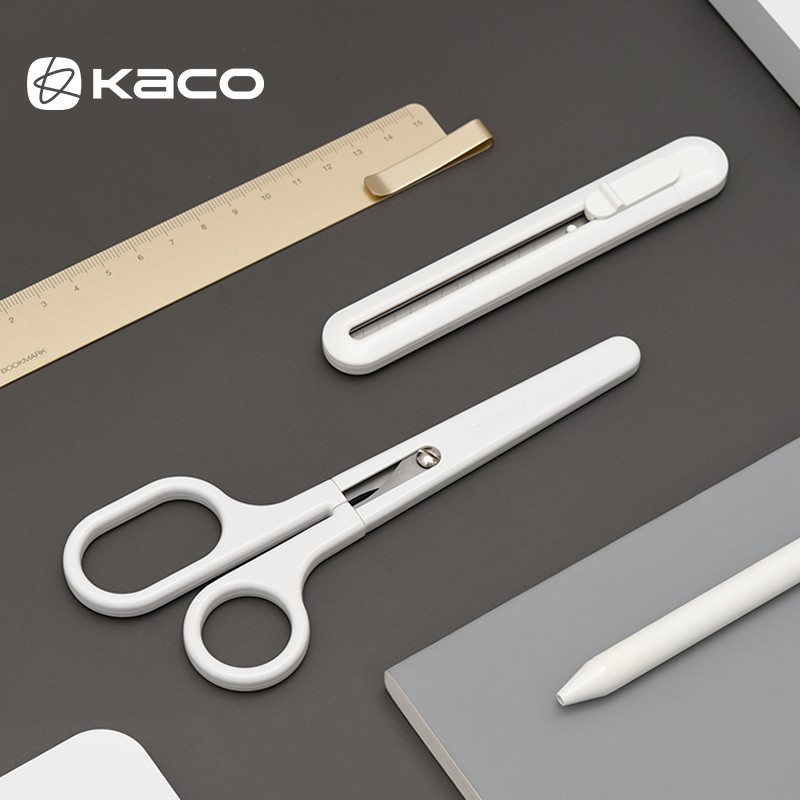 小米生态企业链KACO乐迈美工刀剪刀组合套装白色简约吸卡装K1416 K1411