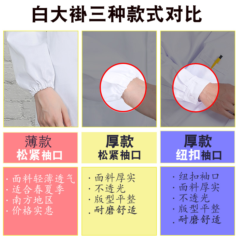 窈嘉长袖白大褂实验服学生白色大衣男女护士服医师医生服食品厂工作服 精品男医师服-开叉 175/XL