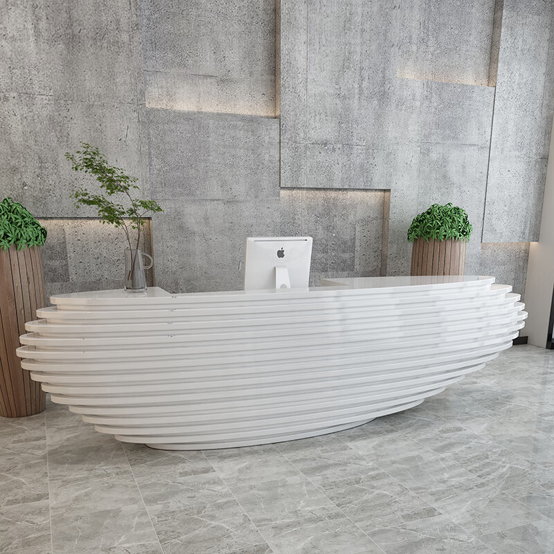 烤漆前台公司接待台美容院收银台异形创意服务台弧形艺术时尚吧台