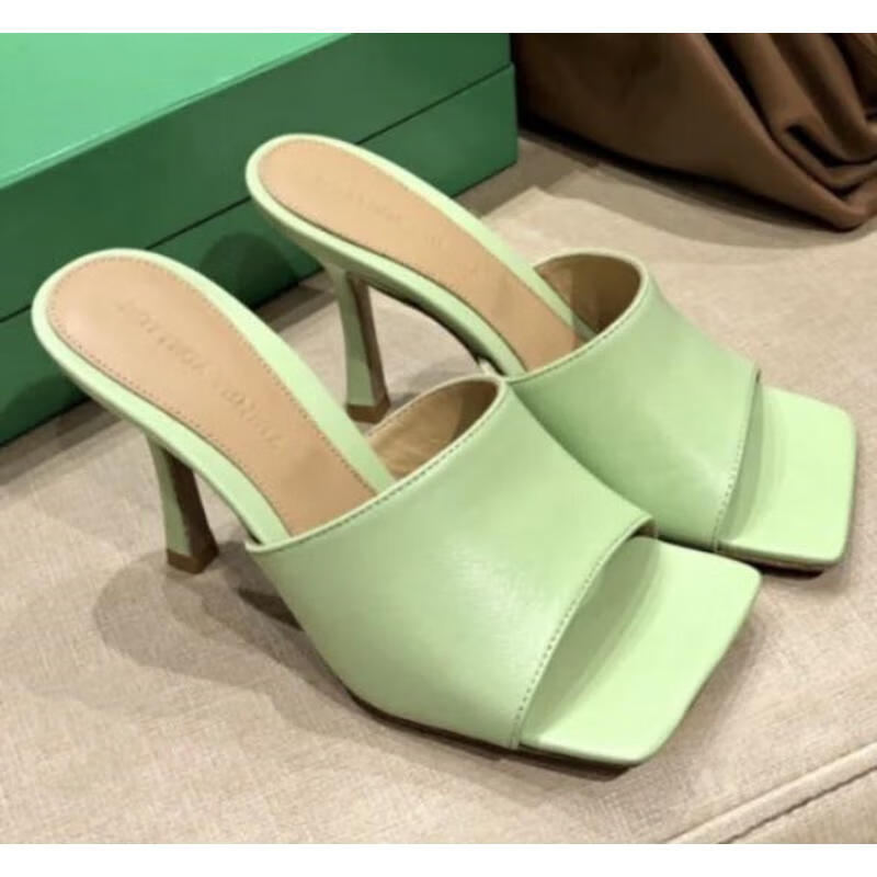 宝缇嘉(bottega veneta) 女士stretch牛油果绿9cm高跟拖鞋610538vbsf