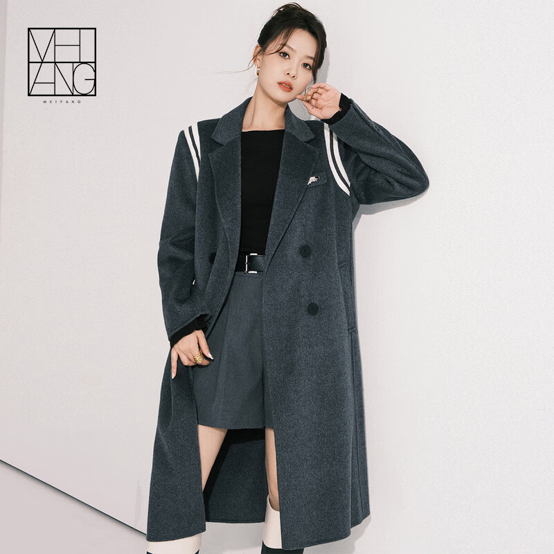 美洋(meiyang)海军上校羊绒大衣 海军风双排扣中长款羊毛双面呢新款